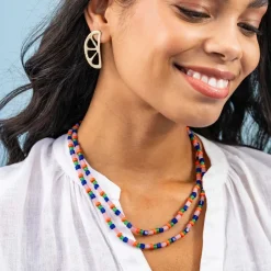 INK + ALLOY Sylvia Mixed Beads And Stones Long Necklace St. Tropez