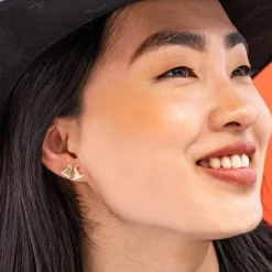 INK + ALLOY Tabitha Ghost and Witch Hat Mismatched Halloween Post Earrings 18k Gold
