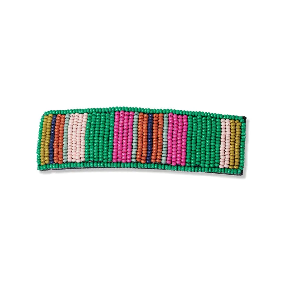 INK + ALLOY Theresa Mixed Vertical Stripes Beaded Hair Barrette Rio