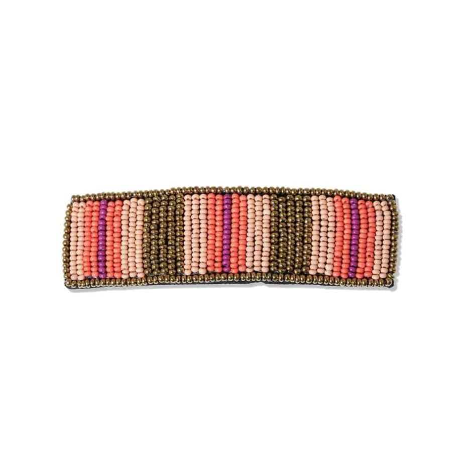 INK + ALLOY Theresa Mixed Vertical Stripes Beaded Hair Barrette Jaipur