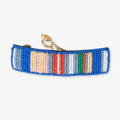 INK + ALLOY Theresa Mixed Vertical Stripes Beaded Hair Barrette St. Tropez