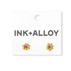 INK + ALLOY Tina Two Color Beaded Post Earrings Yellow