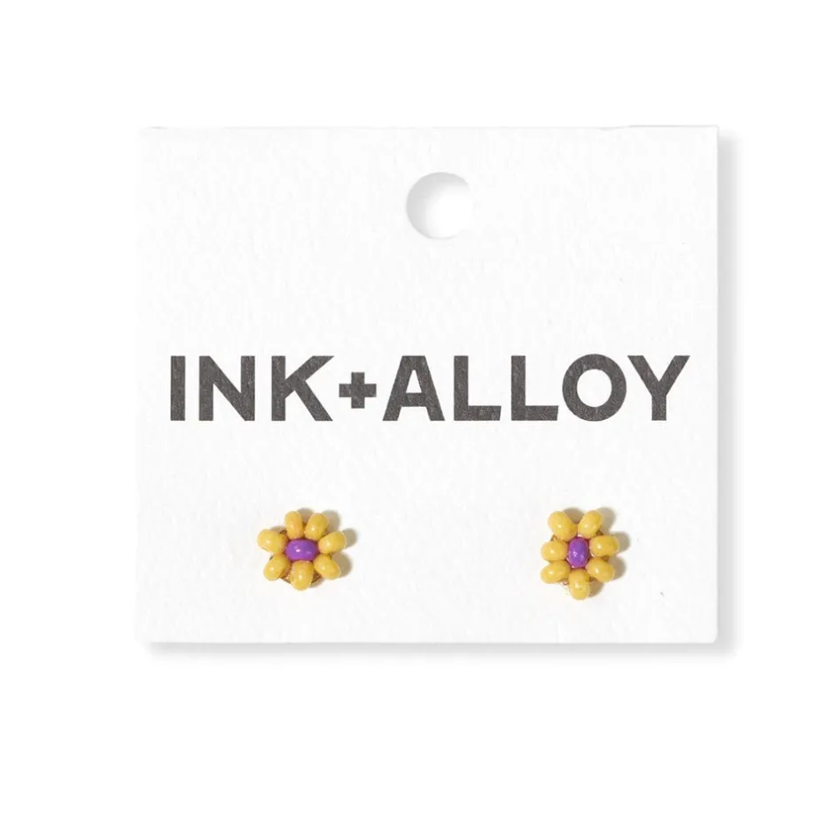 INK + ALLOY Tina Two Color Beaded Post Earrings Yellow