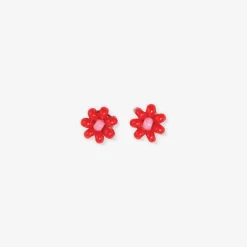 INK + ALLOY Tina Two Color Beaded Post Earrings Tomato Red