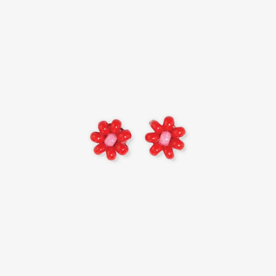 INK + ALLOY Tina Two Color Beaded Post Earrings Tomato Red