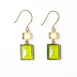 INK + ALLOY Veronica Two Tone Color Cut Glass Dangle Earring Green