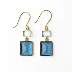 INK + ALLOY Veronica Two Tone Color Cut Glass Dangle Earring Blue
