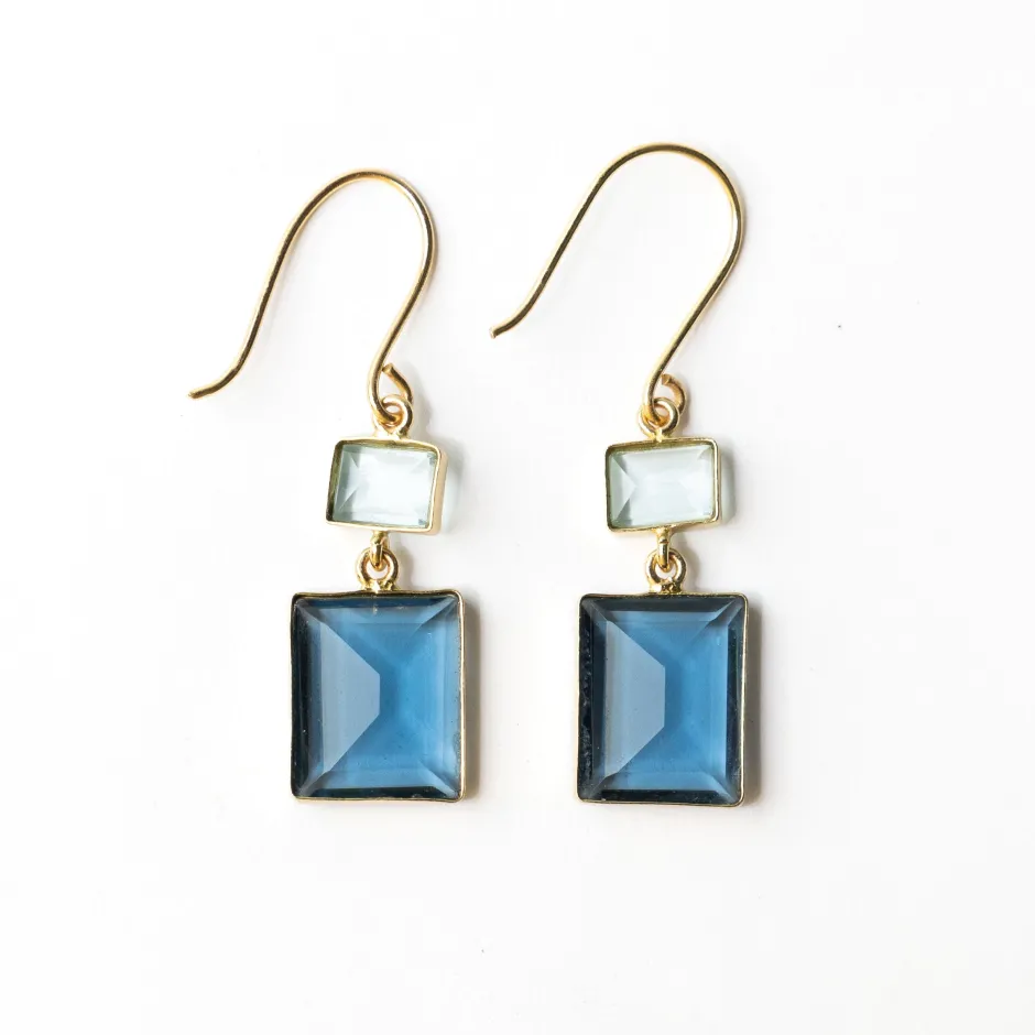 INK + ALLOY Veronica Two Tone Color Cut Glass Dangle Earring Blue