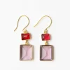 INK + ALLOY Veronica Two Tone Color Cut Glass Dangle Earring Red