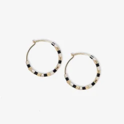 INK + ALLOY Victoria Mixed Beaded Hoop Earrings Black