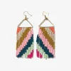 INK + ALLOY Whitney Diagonal Stripe Beaded Fringe Earrings Rainbow