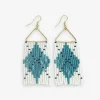 INK + ALLOY Whitney Game Day Argyle Beaded Fringe Earrings Light Blue and White
