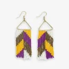 INK + ALLOY Whitney Game Day Chevron Beaded Fringe Earrings Purple and Yellow