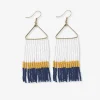 INK + ALLOY Whitney Game Day Color Block Stripe Beaded Fringe Earrings Yellow + Navy