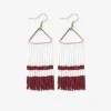 INK + ALLOY Whitney Game Day Three Stripe Beaded Fringe Earrings White + Dark Red