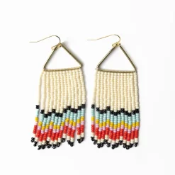INK + ALLOY Whitney Scalloped Beaded Fringe Earrings Black/Lt. Blue