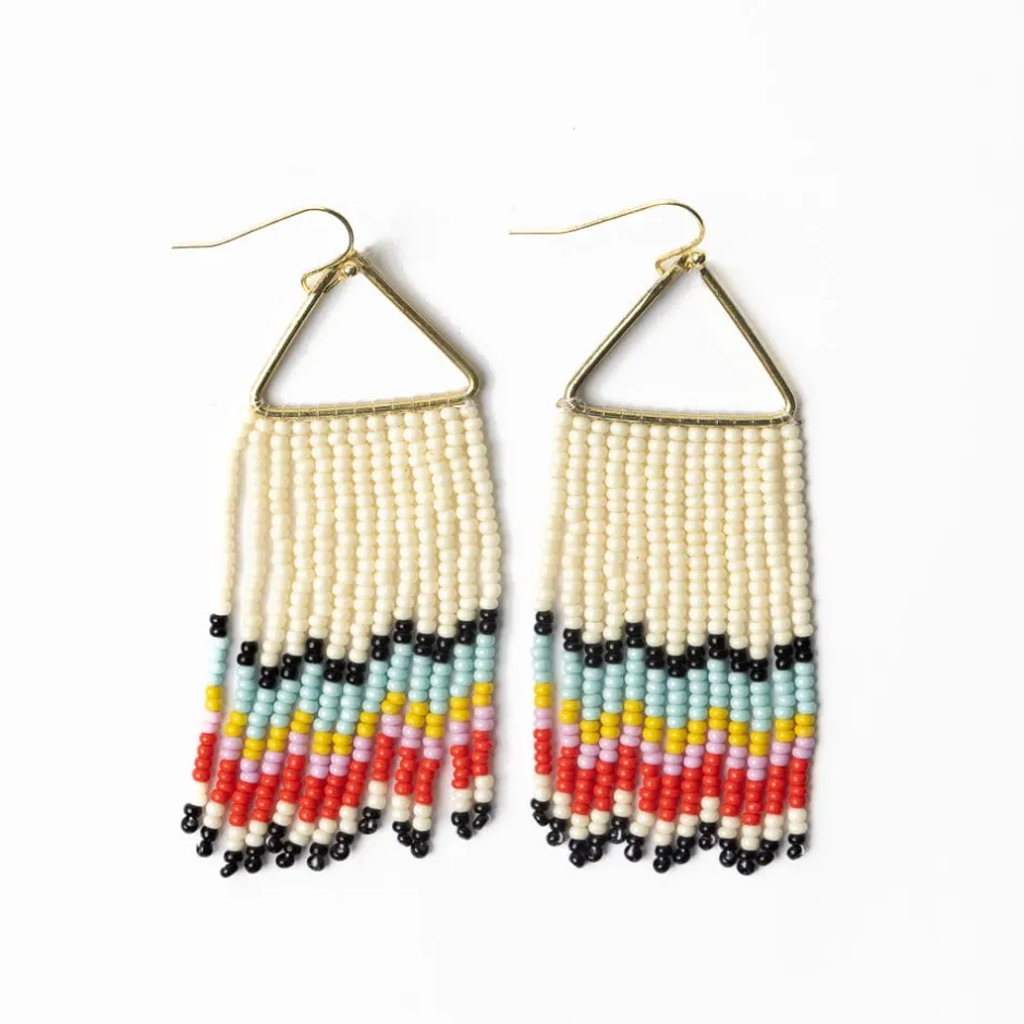 INK + ALLOY Whitney Scalloped Beaded Fringe Earrings Black/Lt. Blue