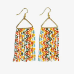 INK + ALLOY Whitney Wavy Beaded Fringe Earrings Amalfi