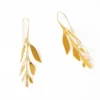 INK + ALLOY Zoe Leaf Dimensional Threader Earrings Brass