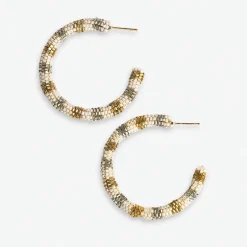 INK + ALLOY Zoey Stripes Small Beaded Hoop Earrings