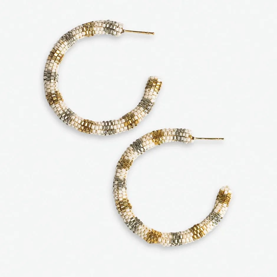 INK + ALLOY Zoey Stripes Small Beaded Hoop Earrings